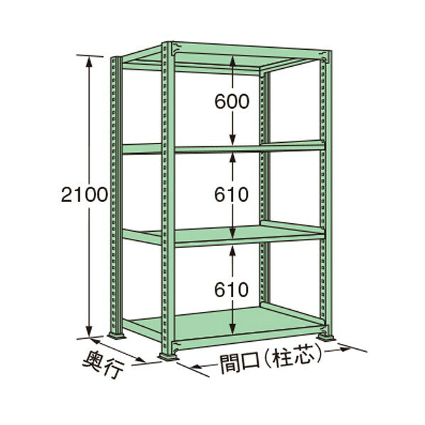 扶桑金属工業 中量ラック 1490×450×2100mm グリーン ML2115M04T 1点