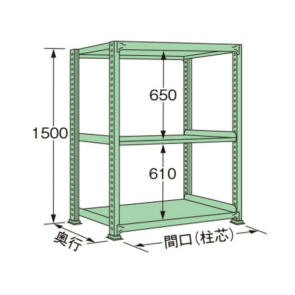 扶桑金属工業 中量ラック 1490×600×1500mm グリーン ML1515L03T 1点