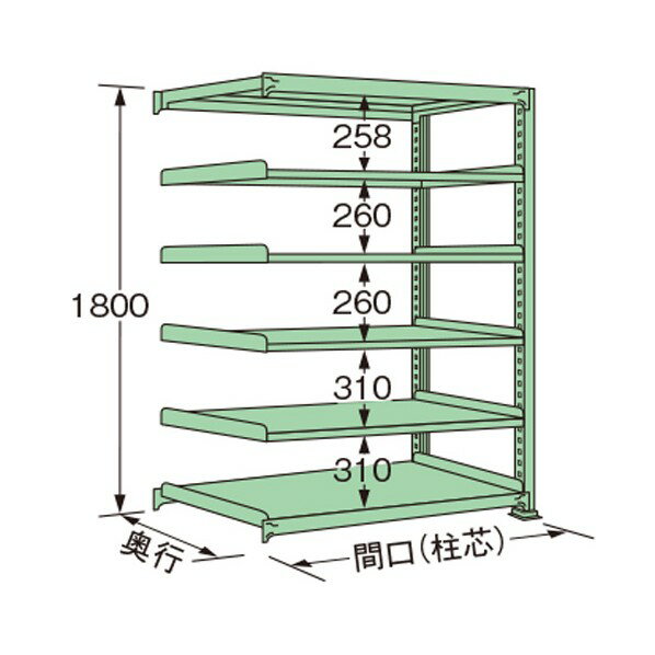 扶桑金属工業 中量ラック 900×600×1800mm グリーン MG1809L06R 1点