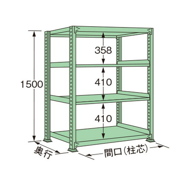 扶桑金属工業 中量ラック 900×450×1500mm グリーン MG1509M04T 1点