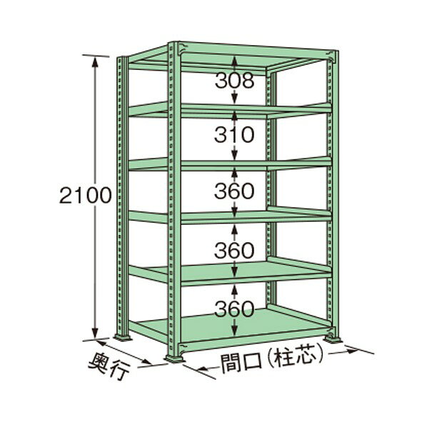 扶桑金属工業 中量ラック 1200×750×2100mm グリーン MM2112J06T 1点
