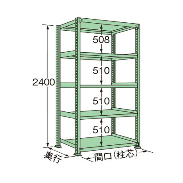 扶桑金属工業 中量ラック 1500×600×2400mm グリーン MM2415L05T 1点