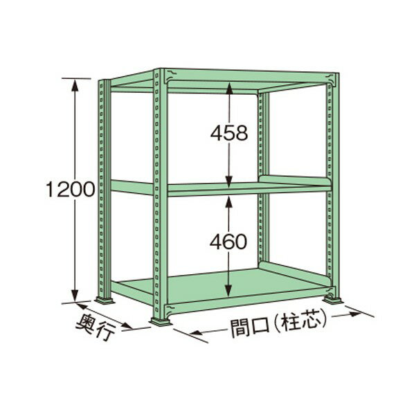 扶桑金属工業 中量ラック 1500×450×1200mm グリーン MM1215M03T 1点