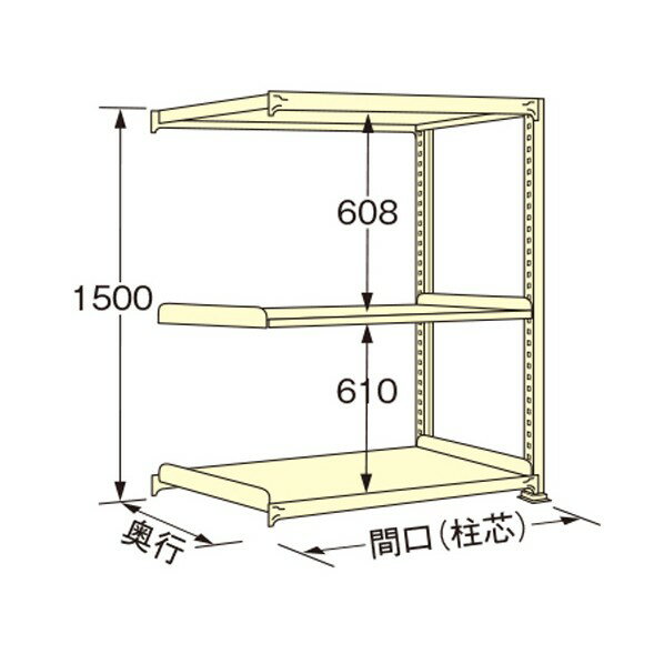 扶桑金属工業 中量ラック 900×450×1500mm アイボリー WG1509M03R 1点