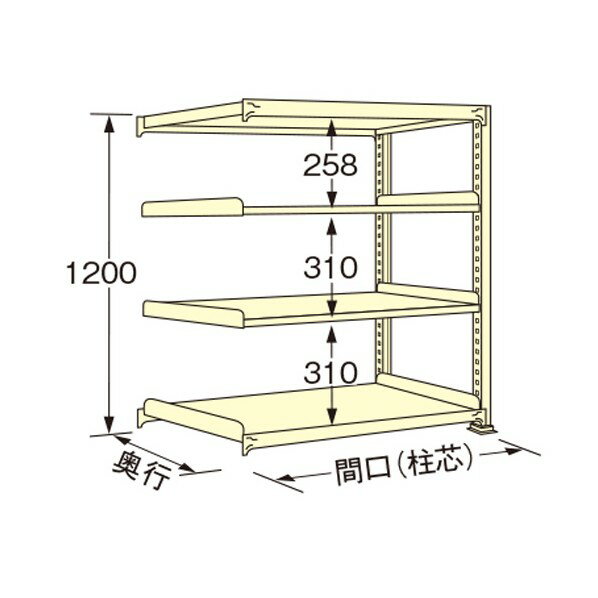 扶桑金属工業 中量ラック 1200×750×1200mm アイボリー WG1212J04R 1点