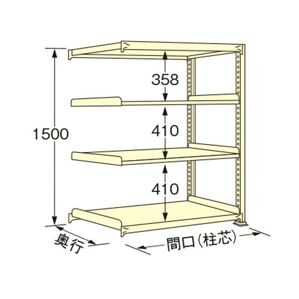 扶桑金属工業 中量ラック 900×600×1500mm アイボリー WM1509L04R 1点