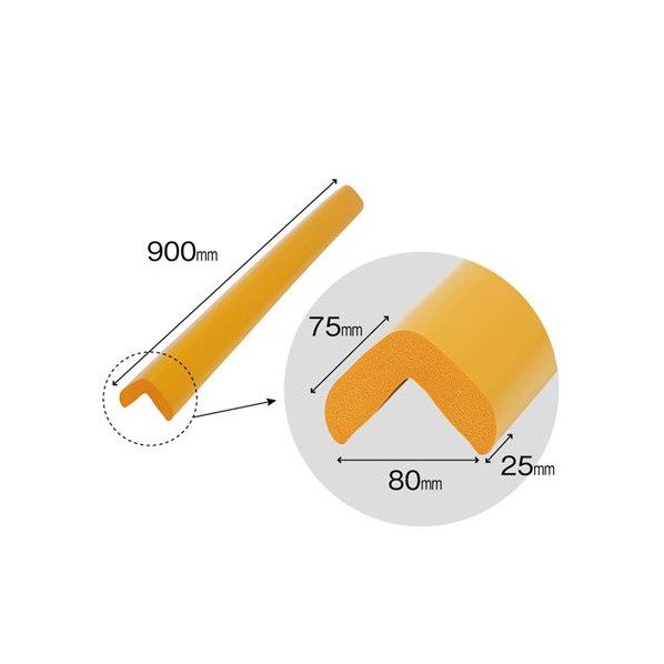 カーボーイ 安心クッションL字型90cm特大 幅80mm?長さ900mm?厚み25mm?高さ75mm イエロー 8205300 1本