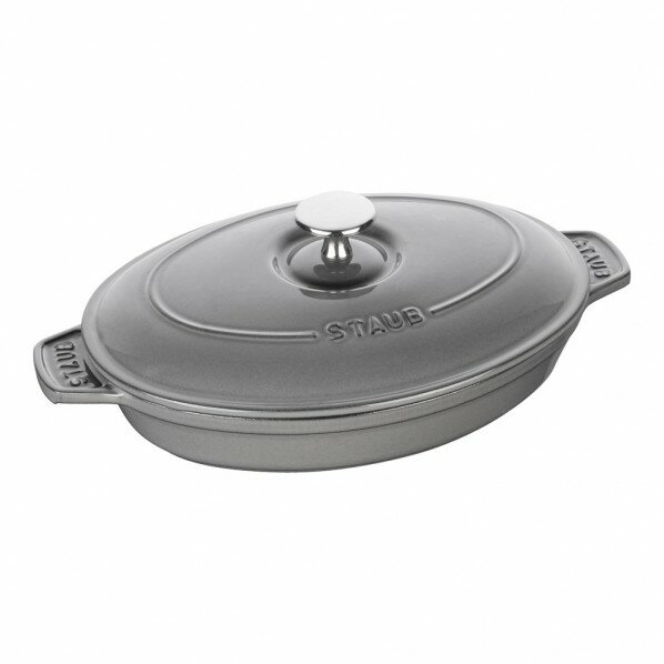 調理プレート STAUB (ストウブ) オーバルホットプレート(蓋付) 23cm グレー RST3702 1個