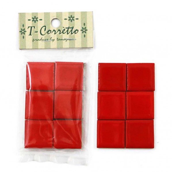玉川窯業 モザイクタイル T-コレット 約25×25×4mm レッド 25K-51 12個入