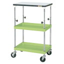 ※法人専用品※サカエ CSパールワゴン(高さ調整タイプ/ゴム車/H865〜1115/天板付) W630×D430×H865〜1115 グリーン TCSP-608...