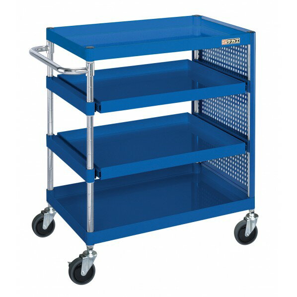 ※法人専用品※サカエ CSパールワゴン(中量タイプ/スライド棚・全面パンチングパネル付) W600×D400×H880 ..