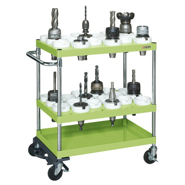 ※法人専用品※サカエ ツーリングワゴン パールワゴンタイプ フットブレーキ付 W600×D400×H880 グリーン ..