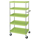 ※法人専用品※サカエ CSパールワゴン(軽量タイプ/ナイロンウレタン車/直進安定金具) W900×D600×H1500 グリーン CSP-90155LYNU 1...