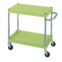 ※法人専用品※サカエ CSパールワゴン(軽量タイプ/ゴム車/H600/2段/直進安定金具付) W900×D600×H600 グリーン CSP-9062LY 1台...