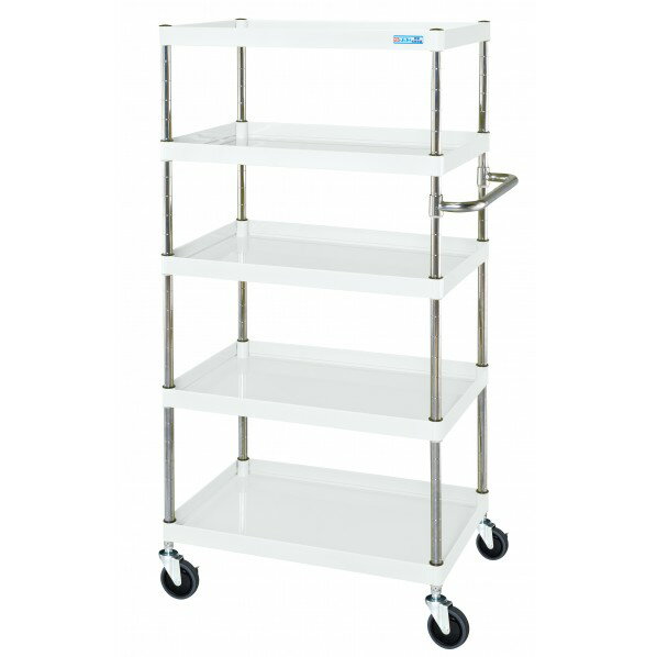 ※法人専用品※サカエ CSパールワゴン(中量/抗菌パールホワイト/ナイロンウレタン車) W750×D500×H1500 パ..