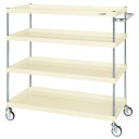 ※法人専用品※サカエ CSパールワゴン(中量タイプ/ナイロンウレタン車/4段/直進安定金具付) W1000×D650×H1200 アイボリー CSP-10124...