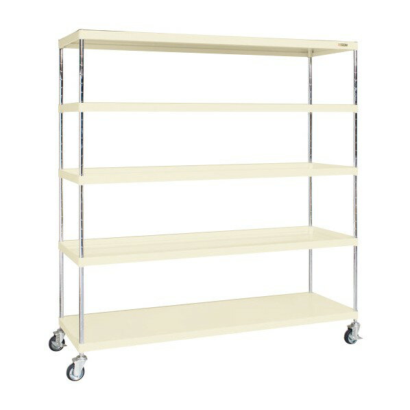 サカエ ニューCSパールキャスターラック(間口1800/ナイロンウレタン車/直進安定金具無) W1800×D450×H1623 アイボリー CSPRA-2315URNUI 1台【2506DFD_5】