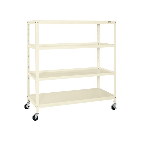 サカエ スーパーキャスターラック(間口1500/ゴム車/直進安定金具無) W1500×D600×H1323 アイボリー SPR-1224MURI 1台