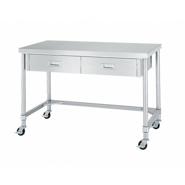 シンコー キャスター付ステンレス作業台≪引出付/三方枠仕様≫ W1800×D450×H800 WDTC-18045-U75 1台(4)