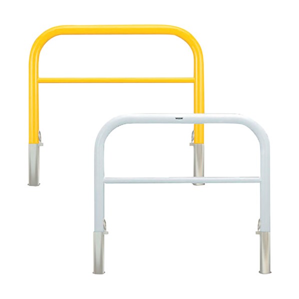 カネソウ 車止め アーチ型 横バー付 スチール製 焼付塗装 脱着式 スチール製蓋 Yシリーズ YBW7H15-D(W) 1点