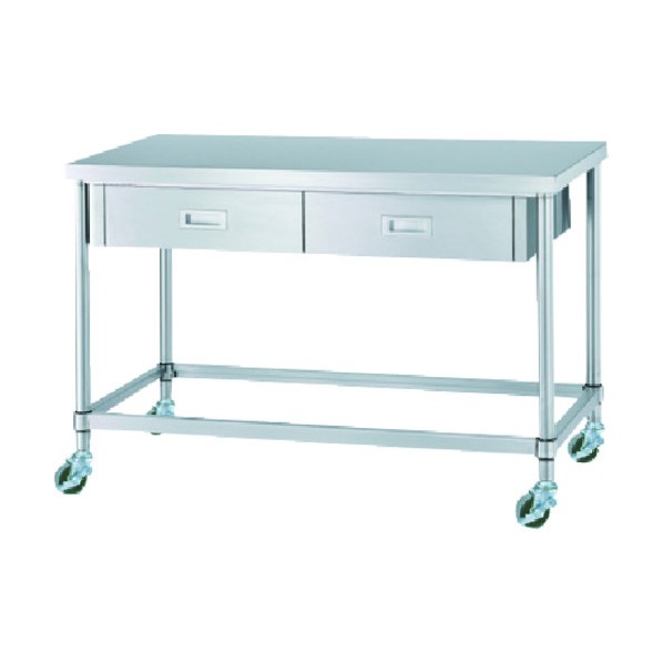 シンコー ステンレス作業台片面引出付四方枠キャスター付 1200×750×高さ800 WDZC-12075-U75 1点