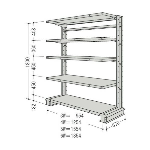 日本ファイリング キャンチラック単式増結1連W1304D570H1800F3 CR64S-S5B 1点