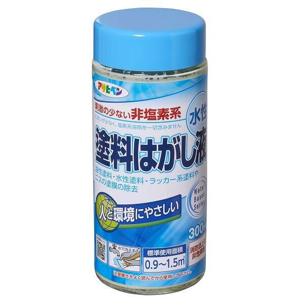 特徴 特長 ●塩素系溶剤を一切含まない塗料はがし剤です。 ●はがした塗膜は、水で洗い流すことができ、処理が簡単です。 ●水性ですから臭いが少なく取扱いが簡単です。 ●消防法上の非危険物です。 用途 適した場所 ●鉄部、木部、コンクリート部に塗られた塗膜の剥離。 ●油性、合成樹脂系及び水性、ラッカー系の塗料やニスの塗膜の剥離。 ※焼付塗料や二液反応型塗料など、種類によりはがせない塗膜があります。 【使用方法】 ●はがし液がついて困るところは、あらかじめマスキングテープなどでおおいます。 ●中身が分離していることがありますので、使用する前に容器を充分に振り(約10秒間)よく混ぜます。 ●はがしたい部分にハケなどでたっぷり塗ります。 本品を塗布する前に、はがしたい塗膜をサンドペーパー等で傷つけておくと、はがす時間が短縮できます。 ●そのまま5〜30分待つと、塗膜が軟化、溶解またはふくれあがってきますので、木ベラ、金ベラなどを使ってこそぎ取ります。 ●塗料の種類や厚く塗られた塗膜の場合、1回では充分にはがせないことがあります。 その場合は、同様の作業を繰り返し行います。 ●はがした後、はがし液が残らないように、水で充分に洗うか、ウエス等で充分に水拭きします。 ●マスキングテープ等は、はがし作業終了後に取ります。 ●塗装する場合は、充分に乾かしてから行います。 ●使用した用具は、充分に水洗いします。 注意事項 ●表示の用途以外に使用しないで下さい。 ●本品は、うすめ液ではありませんので、絶対に塗料に混ぜないで下さい。 ●ゴム、プラスチック製品を溶かすことがありますので、これらには絶対に使用しないで下さい。 ●体調の悪いときやアレルギー・化学物質に敏感な人は使用しないで下さい。 ●溶剤蒸気を吸入しないよう、目に入らないよう、また誤飲しないように注意して取り扱って下さい。 ●有機溶剤が含まれていますのでよく換気して下さい。 ●取扱い中必要に応じてマスクや保護メガネ、保護手袋(手袋によっては浸透しやすいものもありますのでご注意下さい)を使用して下さい。 炎症を起こすおそれがありますので皮膚に触れないようにして下さい。 ●火気の近くでの使用や保存はしないで下さい。 ●はがし液や塗料がついても支障がない服装で作業して下さい。 ●容器から出し入れするときは、こぼれないように充分に注意して下さい。 他の容器に移し替える場合は、金属等の溶けない容器を使用して下さい。 ●水や塗料希釈用のシンナーと混合しないで下さい。 効果が落ちます。 ●はがせる面積や時間は塗膜・下地・気象条件の違いにより異なります。 ●容器は中身を使い切ってから捨てて下さい。 ●容器を落下させると中身が漏れることがありますので取扱いに注意して下さい。 塗料はがし はがし液 剥離 仕様 サイズ 65mmX65mmX151mm 重量 600g 入数 1点