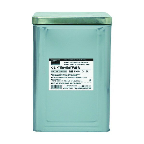 TRUSCO クレイ系乾燥剤不織布 20g 400個入 1斗缶 TKK-20-18L 400台