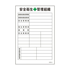 グリーンクロス マンガ標識 GEB-3 安全衛生管理組織 1145170803 1点