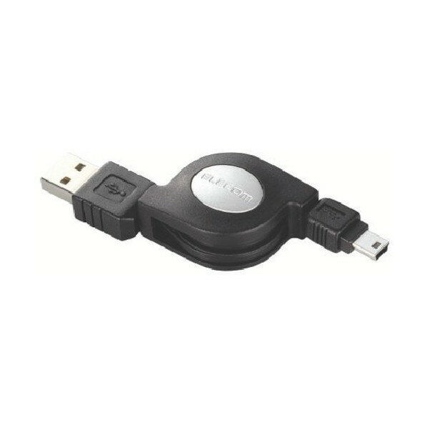 エレコム 巻き取り式USB2.0準拠モバイルケーブル0.8mブラック USB-RLM508B