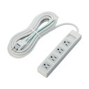 エレコム RoHs準拠OAタップ3P4個口5mマグネットなしグレー 300 x 150 x 50 mm T-T01-3450WH/RS