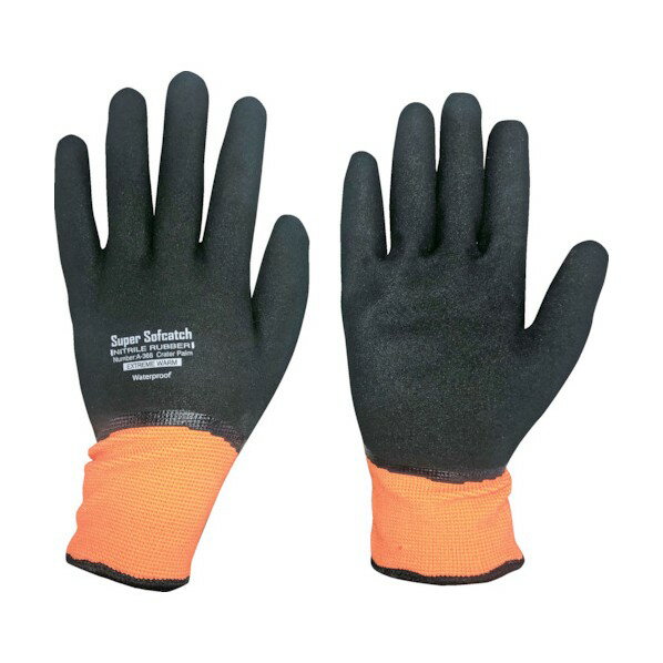おたふく手袋 ソフキャッチ エクストリーム ウォームNBRオールコート カラー:ブラック×オレンジ サイズ:M A-368 1着