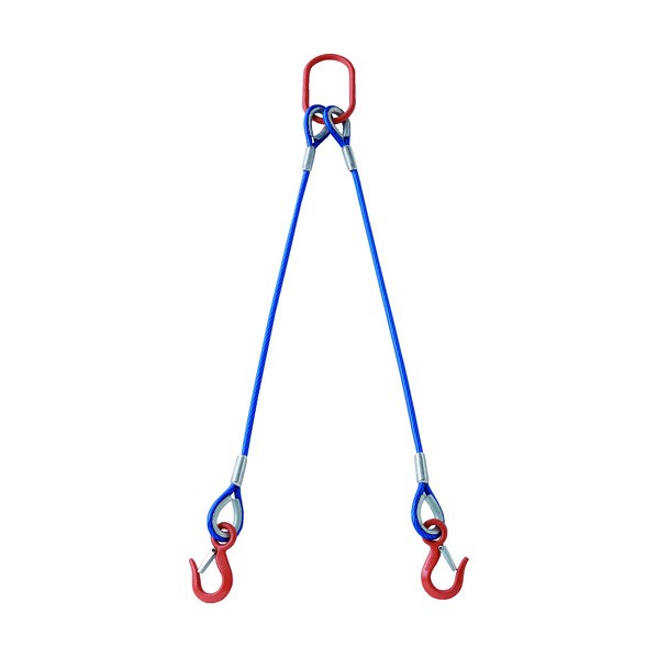 トラスコ(TRUSCO) 2本吊玉掛ワイヤーロープスリング(カラー被覆付)アルミロックタイプ 1m 青透明 TWSP2P12S1 1点