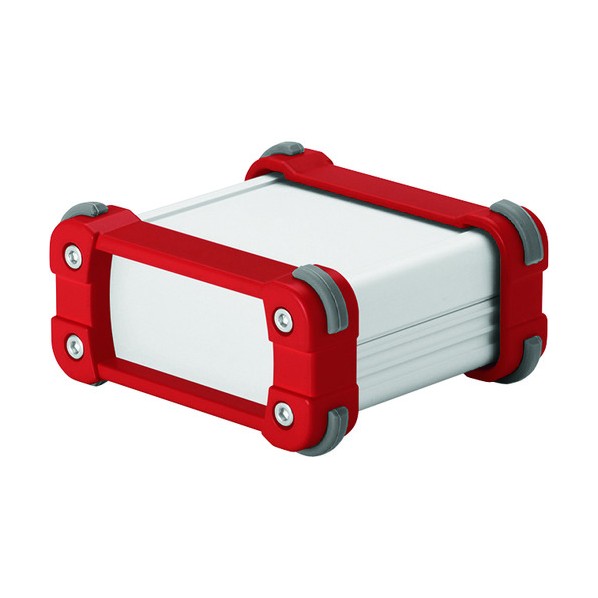 タカチ電機工業 コーナーガード付アルミケースアルミパネルタイプ シルバー/レッド EXP9-5-13SR 1点