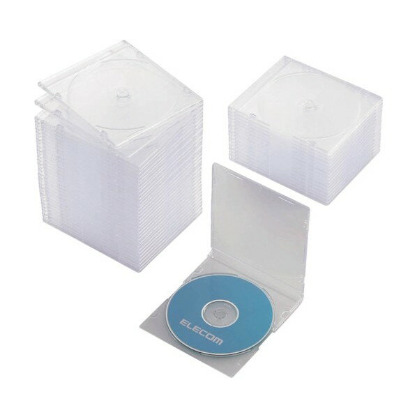 エレコム CD・DVD・Blu－rayスリムプラケース1枚収納クリア50枚入 CCD-JSCS50CR 50枚