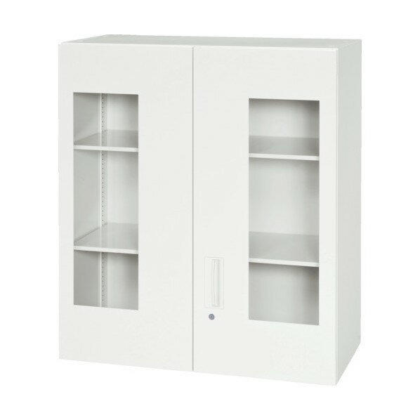 文件存储 - ダイシン工業 壁面収納庫窓付き両開き型上置き専用D400ホワイト V940-10HG 1