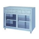 ※法人専用品※シンコー ステンレス保管庫引出付ガラス戸アジャスト仕様 LADG-12045 1個