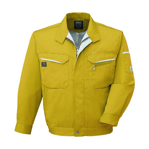 サンエス 夏 長袖ブルゾン マスタード色 Mサイズ WA10471-10-M 1点