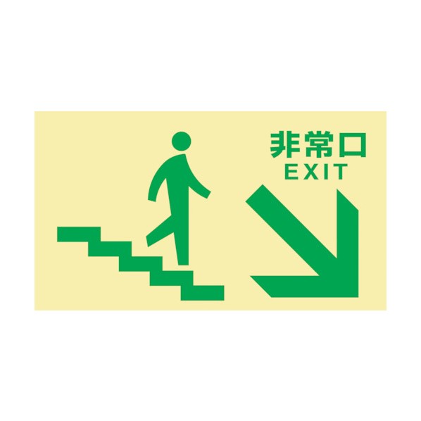 日本緑十字社 高輝度蓄光避難誘導標識 非常口 階段右下 TK