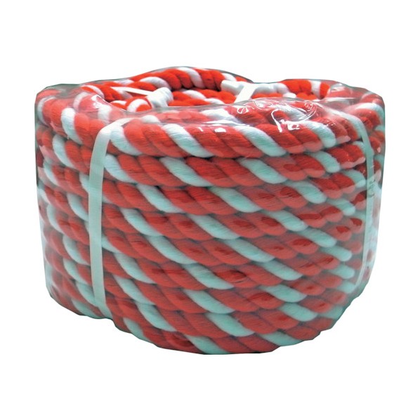 まつうら工業 アクリル紅白ロープ(3打ち)丸巻パック 12mm×20m RED/WH R1220P 1巻
