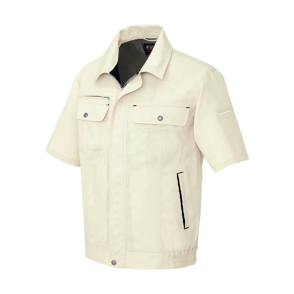 アイトス 半袖ブルゾン（男女兼用） LL 002ベージュ×ブラック 5561 1