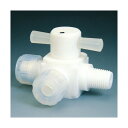 フロンケミカル フッ素樹脂(PTFE)オス三方バルブ圧入型12φ×R3/8 NR0012-004 1