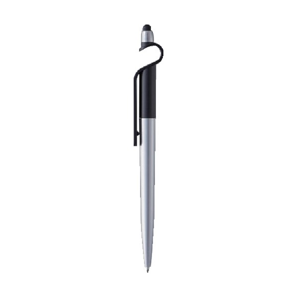 特徴 ■特徴 タッチペン、スマホスタンド付きの3WAYボールペンです。 ■用途 在宅ワークやリモート会議に。 ■仕様 油性 黒インク 0.7mm 回転繰り出し式 仕様 入数 1点