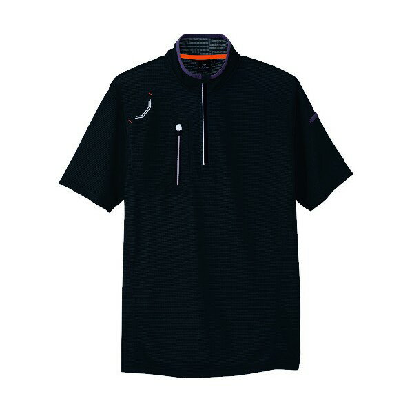 アイトス 半袖ハーフZIPシャツ(男女兼用)AZ10607-010ブラック3L 3L 010ブラック 10607 1