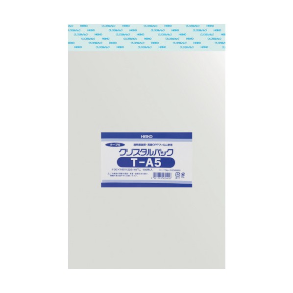 HEIKO HEIKO　OPP袋　テープ付き　クリスタルパック　T－A5 6740910 T16-22.5 梱包結束用品 100枚