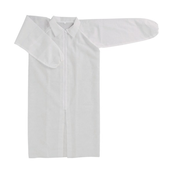 川西 不織布使いきり白衣 L ホワイト #7028 保護服・作業服