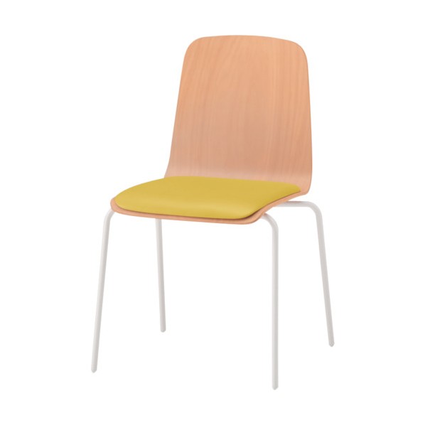 イトーキ ノットワーク背座一体チェア座パッド付 背座ラスティックビーチL・脚ホワイト・ウレタンレザーストロングイエロー KLL-120DK-GHU5 1点