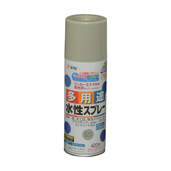 アサヒペン 水性多用途スプレー 420ml ライトグレー 1点