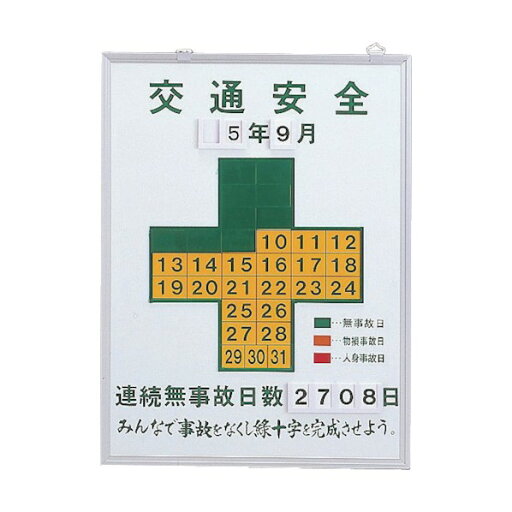 ※法人専用品※日本緑十字社 無災害記録表 交通安全・連続無事故日数 記録‐450K 600×450mm 229451 1台【2506DFD_5】 ※法人専用品※日本緑十字社 無災害記録表 交通安全・連続無事故日数 記録‐450K 600×450mm 229451 1台【2506DFD_5】