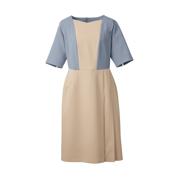 フォーク ワンピース ゼニスブルー×エクルベージュ 4L 3021SC-2-4L 1点